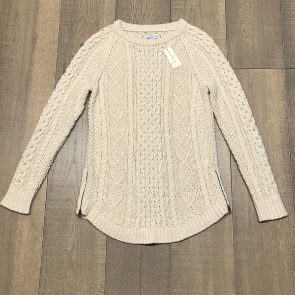 L.L. Bean Sweaters - L.L. Bean Fisherman Sweater Tunic Womens Size XS Beige Signature Cotton Pullover